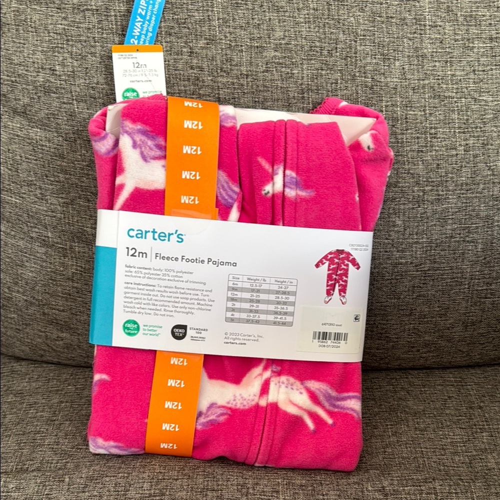 NWT Carter's Pink Fleece Footie Pajama - Picture 7 of 9